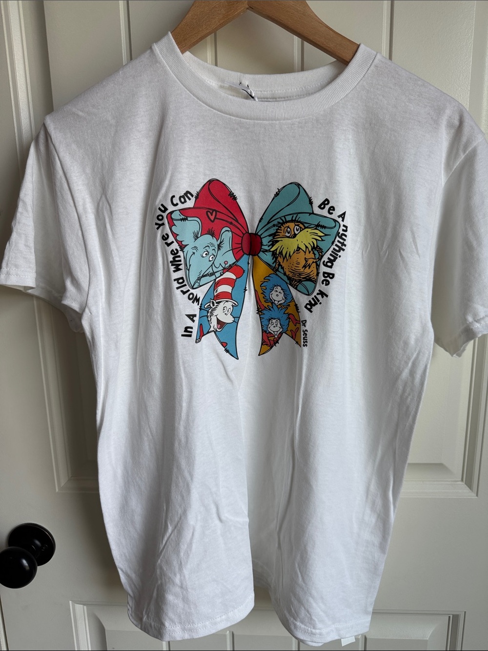 Dr. Seuss Bow Tee Shirt | In A World Tee | Youth Size Large| 2 Available